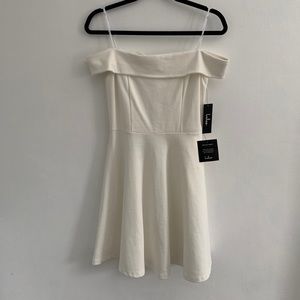 Season of Fun White OfftheShoulder Skater Dress